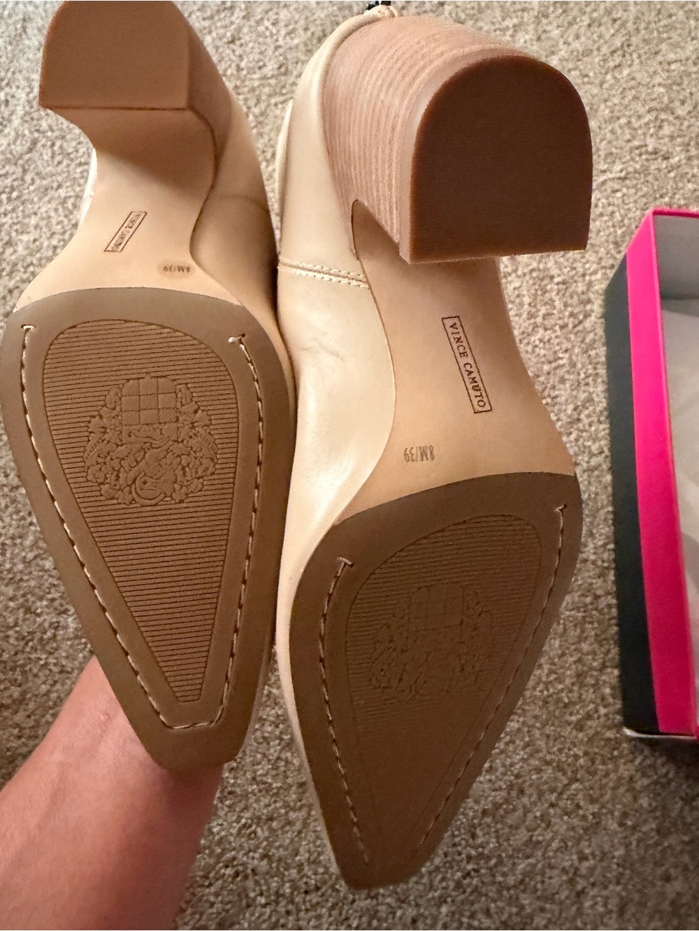Vince Camuto Beige Pointed-Toe Mid-Calf Boots - Picture 4 of 5